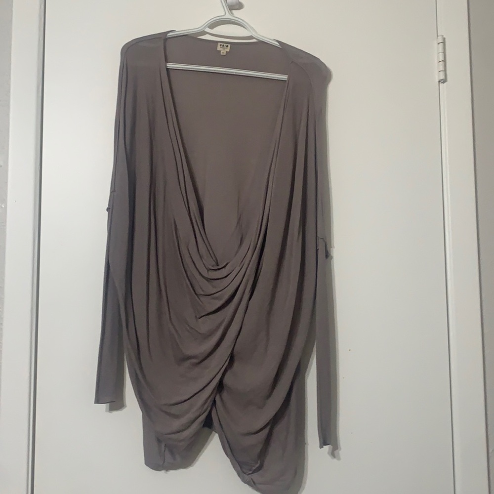 Gray draped sweater